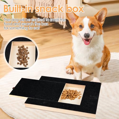Kratzbrett für Hunde mit Leckerlibox 35x25x3cm, Stressfrei Kratzbrett für Hundekrallen,Sandpapierbrett Scratch Board Dog für Nägel Alternative zu Krallenschleifer für Hunde/Krallenschere für Hunde