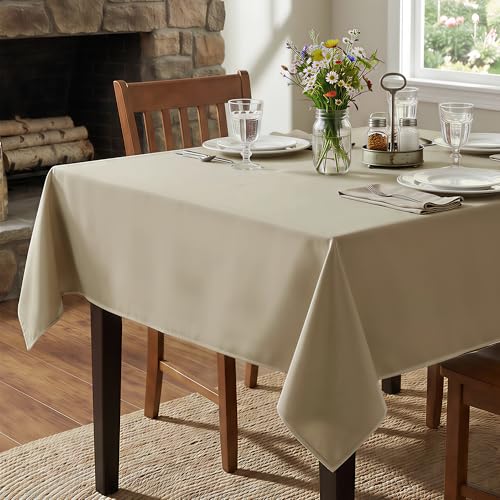 Image of sancua Natural Square Tablecloths 85x85 Inch Fabric Card Table Cloth