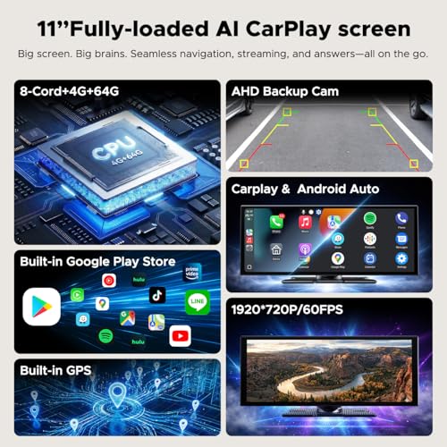 11" CarPlay Screen for Cars with Google Play for Compatible Apps and Gemini - image 2
