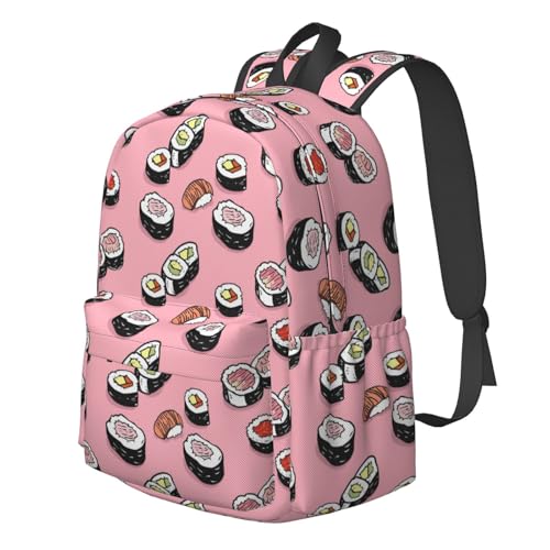 17 Inch Backpack Pink Sushi Food Cute Red Panda Laptop Backpack Shoulder Bag School Bookbag Casual Daypack2