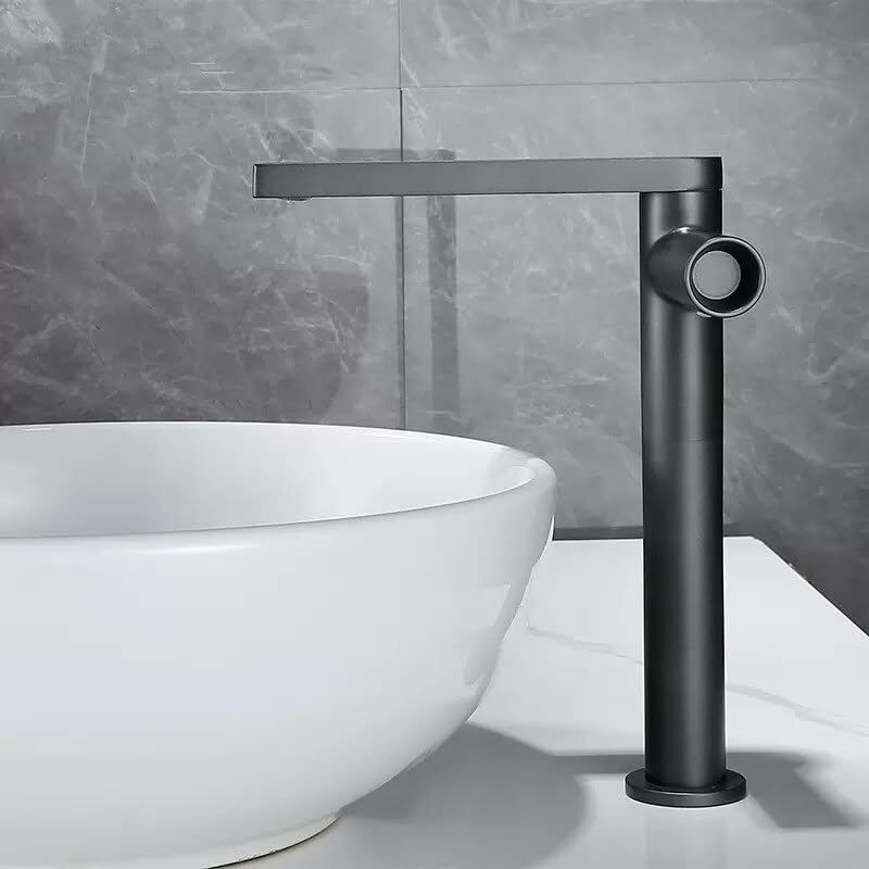 Mitigeur eau chaude et froide gris en laiton pour lavabo de salle de bains