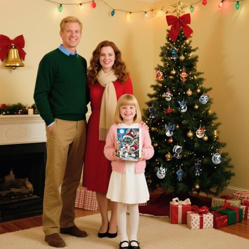 Ađveńt Càŕ- 26cm Acrylic Countdown Calendar | Christmas Countdown Calendar with 24 Black Dragon Ornaments | Festive Acrylic Keepsake for Tree, Window, Wall & Living Room Holiday Decor - Image 4