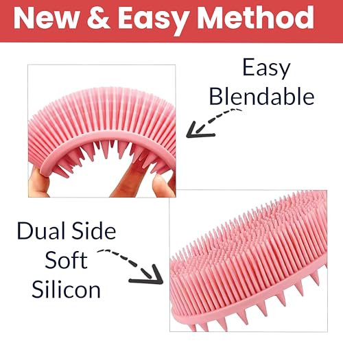 Image of TEMPERIA (1 pcs) Silicone Body Scrubber for Bathing - Exfoliator Bath Brush for Face & Body Wash - For Nourishing Cleaning & Exfoliating Skin - Lather Boosting Ergonomic No-Slip Handle for Men & Women (Random Colors) (MN01)