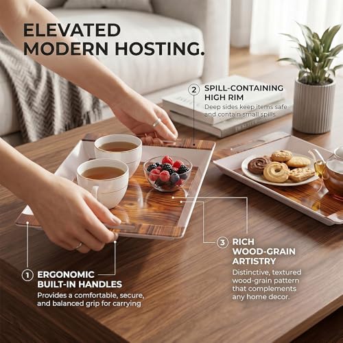 Image of U.P.C Serving Tray Set of 2 / Tray Set for Serving Premium Printed Tray for Serving /Multi-Use Serving Plate (Small, Medium)