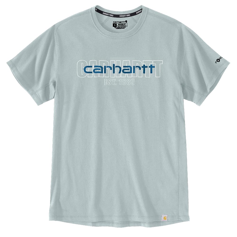 Carhartt Men's Dew Drop 106653 Force® Relaxed Fit Midweight Short-Sleeve Logo Gr, Large Tall