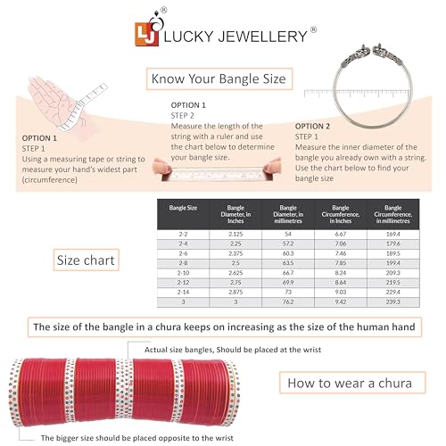 Image of Lucky Jewellery Bridal Bangle Set Dhanteras /Diwali /Bhai Dooj Collection Wedding Chuda Designer Chura Fashion Choora For Women (693-M1C1-741-R)