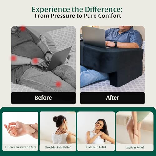The White Willow Lapdesk Pillow for Laptops, Study, and Reading- Hard Foam Lap Desk Pillow-Ergonomic Design Gaming Pillow, Arm Rest & Reading Pillow- Perfect for Bed, Floor & Sofa- Black - Image 6