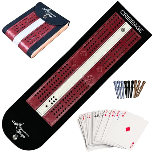 Dragonfly Escape Folding Travel Cribbage Game | Lightweight Portable Cribbage Set (Wine & White)