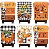 Windkream 6 Pcs Fall Chair Covers Set Autumn Chair Back Cover Thanksgiving Dining Chair Slipcovers Buffalo Plaid Removable Chair Seat Protector for Kitchen Dining Hotel Wedding (Maple Leaves)