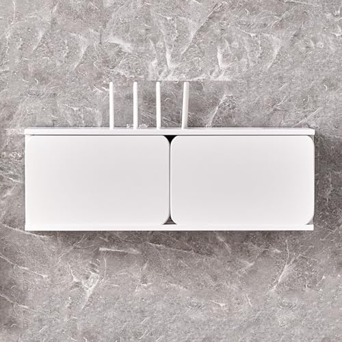 Nordivo Estante de Pared de Madera para Router WiFi, Caja Oculta de Router, Cubierta de Cables y Módem, Armario de Router para Hogar y Oficina(White,L60cm/23.6in)