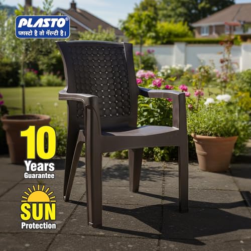 Image of Plasto Chair Luxury with Comfortable Back Posture, Matt & Gloss Pattern Dining, Bedroom, Kitchen, Living Room, Garden | Bearing 150KG Capacity | Strong & Sturdy