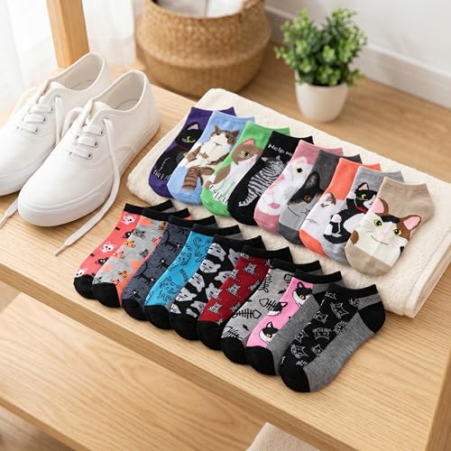 Image of Tipi Toe Women's 20 Pack Colorful Low Cut Socks - Lightweight, Breathable Design for All-Day Comfort Sizes 9-11 /10-13