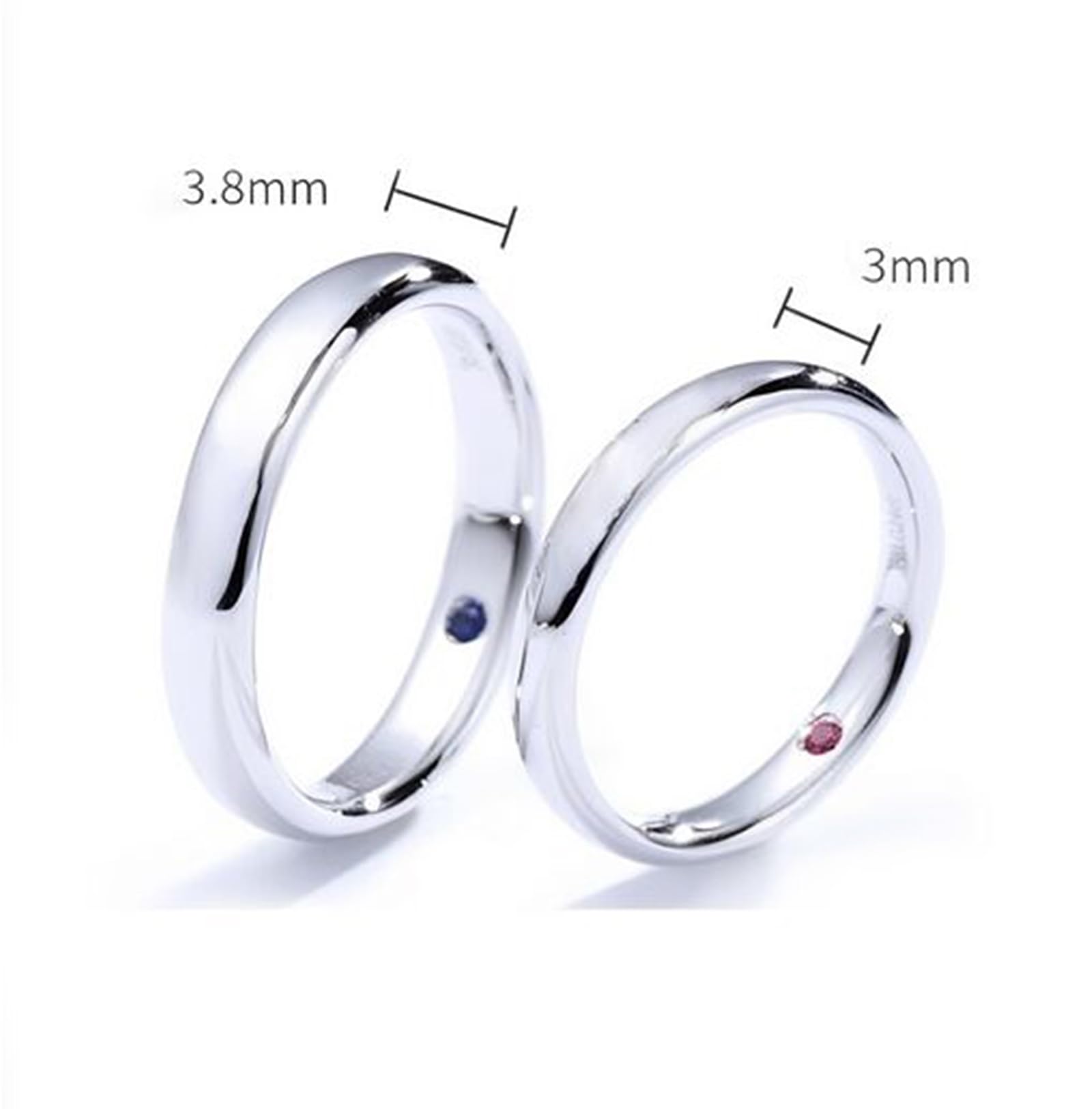 Anillo de oro blanco para hombres 375 auténticos, anillos de compromiso con zafiro de 0,03 quilates de 3,8 mm, anillo de boda de oro auténtico de 9 quilates, tamaño 67 (21,3)