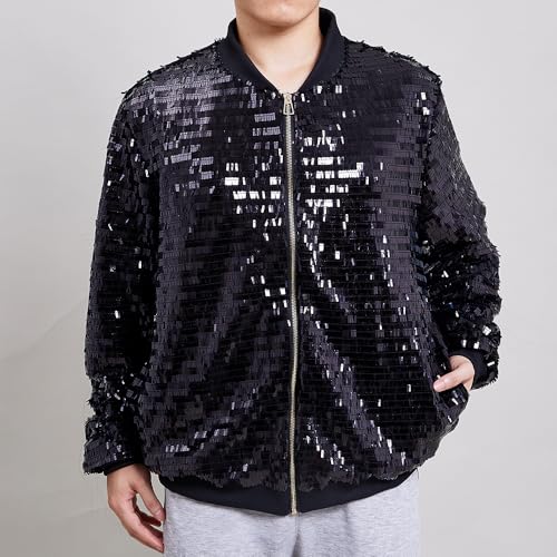 YIYI Mens Jacket Bomber Sequin Sparkly Varsity Unique Glitter Jacket Male Party Shiny Outwear Coat Birthday Holiday Clothes3