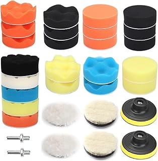 BaiNuo 31Pcs Car Polishing Kit Buffing Wheels for Drill, 3 Inch Sponge Wool Buffing Pads Foam Polish Pads Polisher Attachment for Auto Body Repair Polishing Detailing Tools