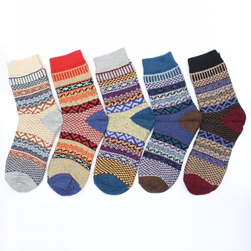 Image of Wool Socks for Women, Cozy Thermal Fall Winter Hiking Alpaca Warm Think Knit Comfy Crew Calf Socks