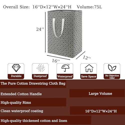 Image of Waterproof Laundry Hamper Collapsible Laundry Basket Leather Handle Laundry Bag Large Clothes Storage Toy Organization for Bathroom Bedroom Laundryroom College Dorms (Pop-Up Laundry Hampers-004)