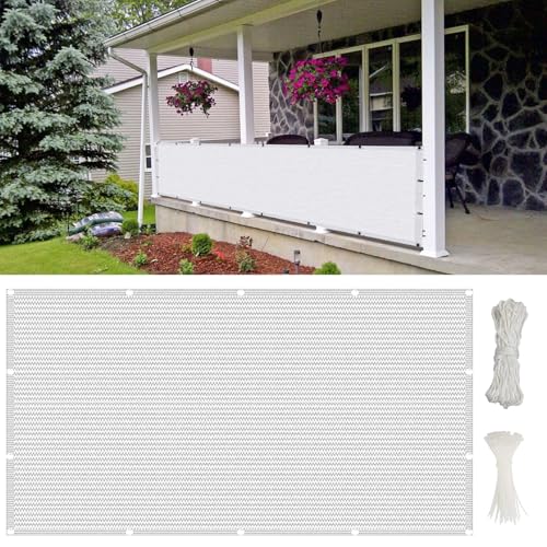 Balkon Sichtschutz 550 x 30 cm Multi Farbe Und Größe, Balkonumspannung Balkonverkleidung, mit Kabelbinder Und Kordel, für Hofmauer Terrasse, Weiß