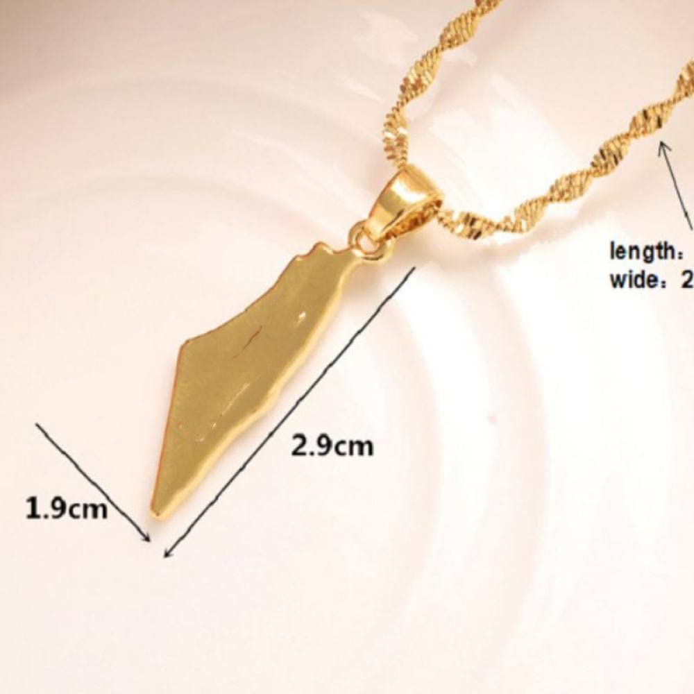 Israël en Palestina Kaart Ketting Roestvrij Staal Hanger Ketting Met Palestina Woorden Choker Sieraden Voor Vrouwen, 19.69inch/50cm, Metaal