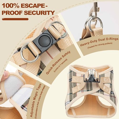 Escape-Proof Small Dog Harness - No-Choke Step-in Mesh Vest with 360° Reflective Strips, Soft Padded Breathable Harness for Anxious Dogs, Puppies & Active Breeds, Fits Corgi, Pug, Frenchie M - Image 5