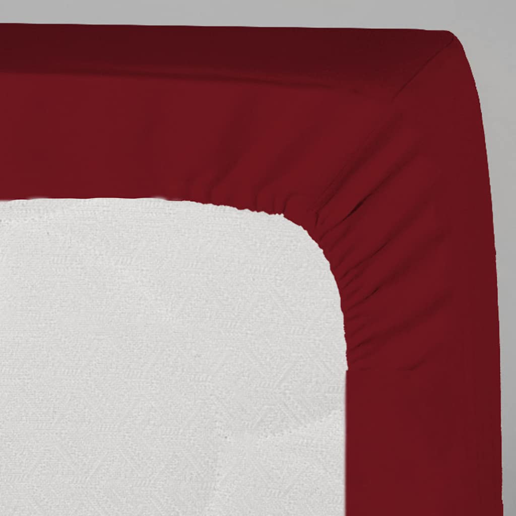 LARA MORADA - Set Completo Lenzuola Una Piazza E Mezza, Misura Francese, 100% Cotone, Made in Italy, Tinta Unita, per Letto 1 Piazza E Mezza 140x200cm, Bordeaux