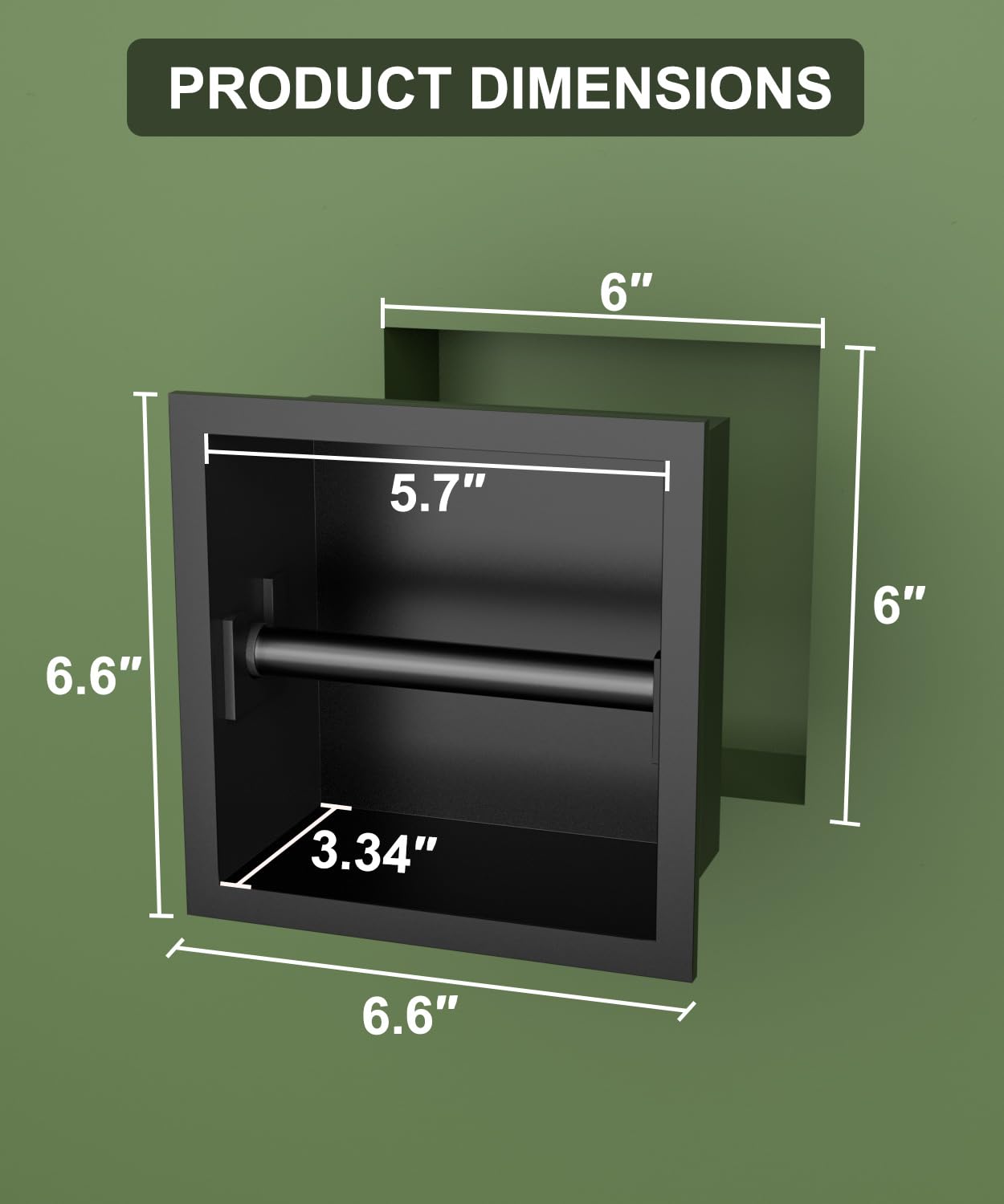 BARONAGE Recessed Toilet Paper Holder 6 Inch, Matte Black — Amazon image 2