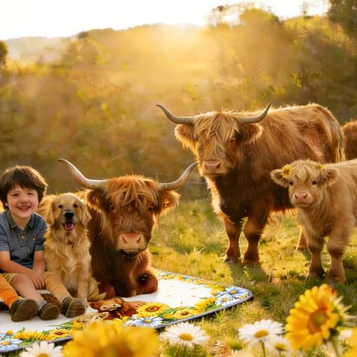 Vetoxka Highland Cow Decor Kitchen Rugs Mat Set of 2, Sunflower Cattle Floor Mats, Cute Absorbent Washable Runner Rug Sets Watercolor Floral Home Decor, Office, Doormats, Farmhouse Novelty Gifts — view 4