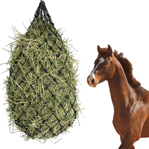 Red de Heno para Caballos, Bolsa de Heno para Caballos con Anillo Fijo, Red de heno para Caballos Extrafina para Digestión Mejorada, Saco de Heno para Caballos, Cabras y Burros