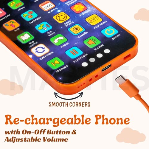 Image of Mashes Educational Phone Toy for 2-12 Years Kids Rechargeable 28 Functions Talking Baby Smart Phone Mobile Toy for Boys Girls Christmas Gift Birthday Surprise