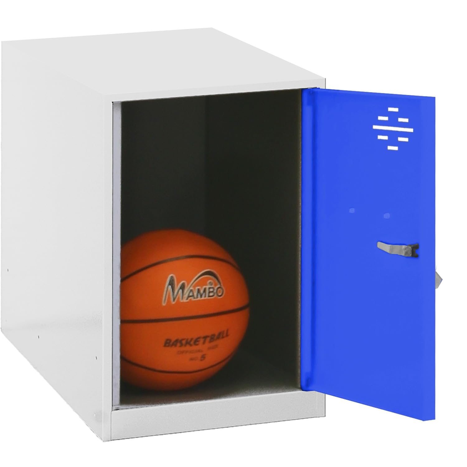 Simon Rack Simonlocker Kommode, klein, 475 x 300 x 500 mm, Amario aus Metall, inkl. Schlüssel, Weiß/Blau