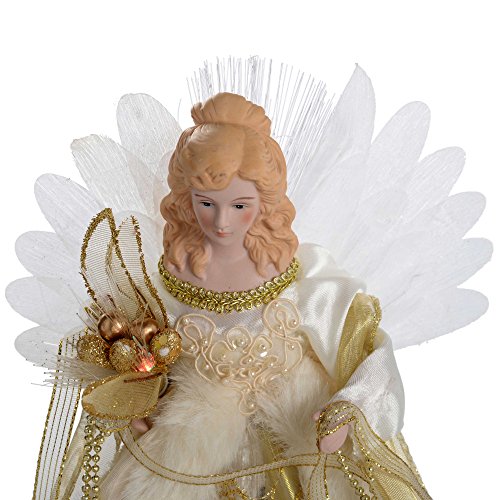Werchristmas Fibre Optic Christmas Tree Topper Angel, 30 Cm - Cream/Gold #TOP6