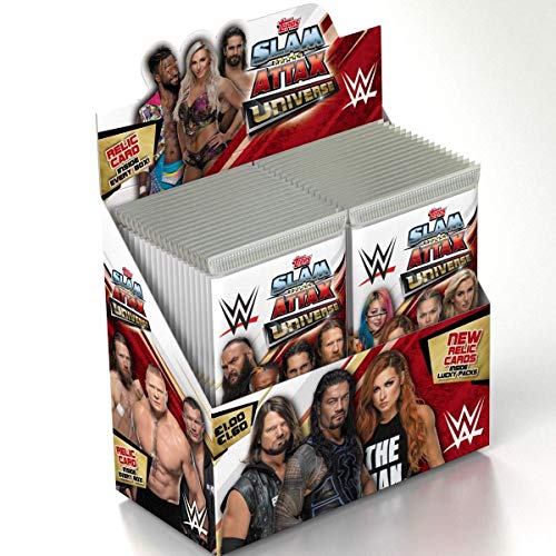 Topps FS0000695DI - Slam Attax Sammelkarten WWE, 36 Booster im Display, 5 Karten je Booster, 1 Memorabilia Karte pro Display