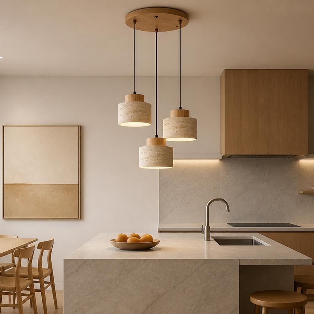 Lampa Wisząca E27 Drewna Lampa Wisząca Z Naturalnego Kamienia Żółtego