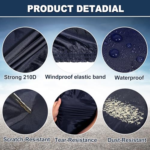 Image of Car Cover Waterproof All Weather with Driver Door Zipper for Jeep Wrangler JK JL Hardtop 4 Door 2007-2021 / Full Exterior Cover /Durable 210D Oxford Cloth / 1Pcs Navy Blue