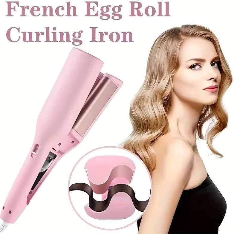 Curling Iron Hair Crimper Waver - Siman Song Beach Waves Curling Wand, Ionic Deep Waver Hair Curler Tool with Ceramic 2 Barrel for Women, Dual Voltage, Anti-Scald, Easy to Use,（Purple