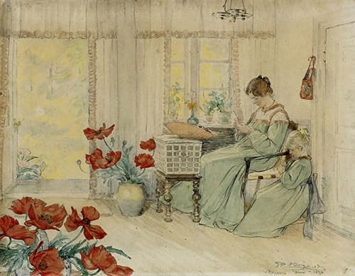 Impression d'affiches Krøyer Marie et Vibeke brodant sur toile premium