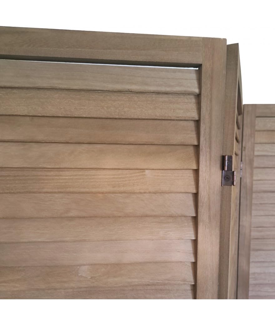 Paravent persienne de 4 pans en Bois, Coloris Brun - Dim : H170 x L160cm - PEGANE -
