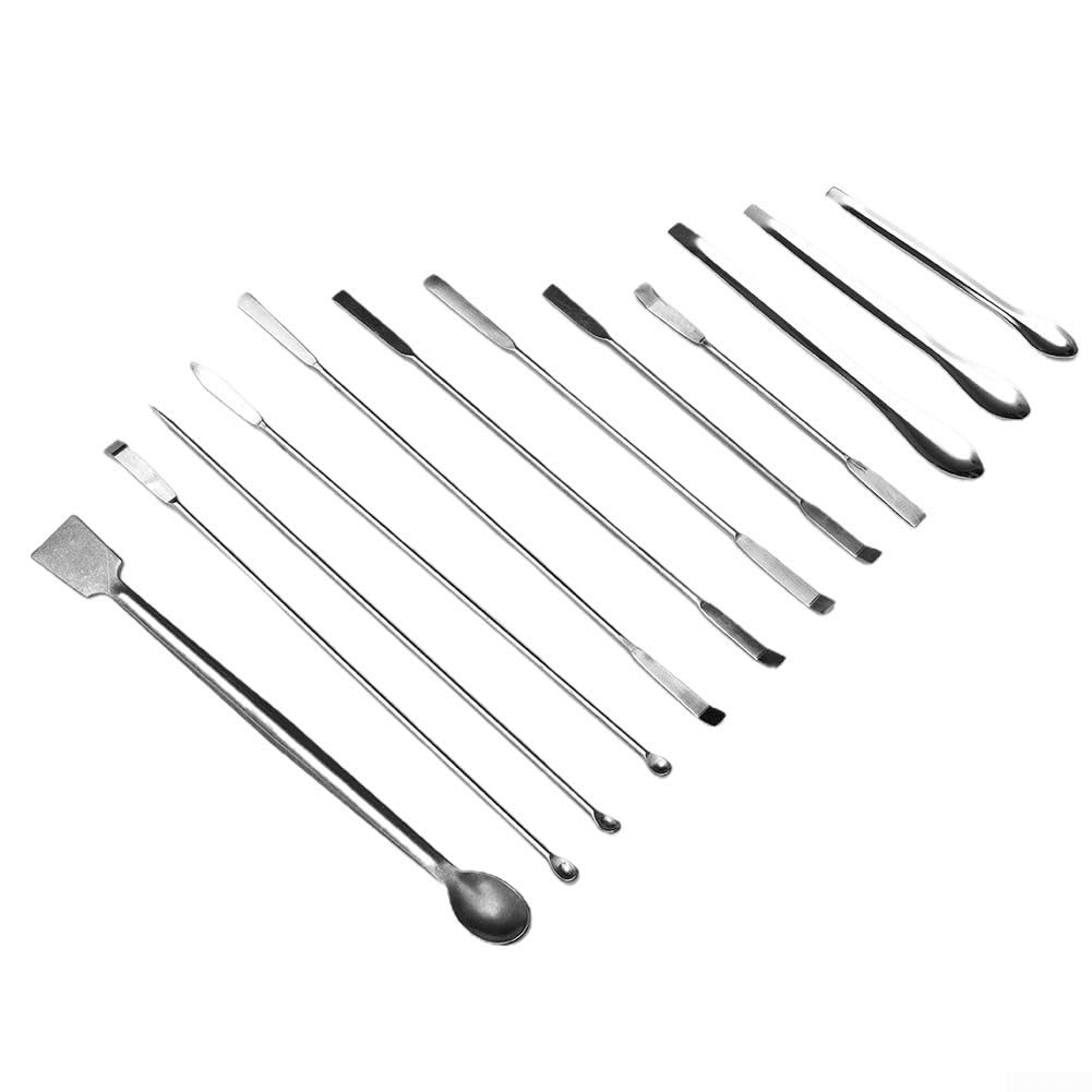 Juego completo de herramientas de mezcla y muestreo, 12 piezas de utensilios de laboratorio de acero inoxidable