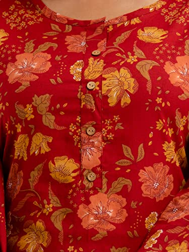 Image of feranoid Women Cotton Printed Straight Short Kurti