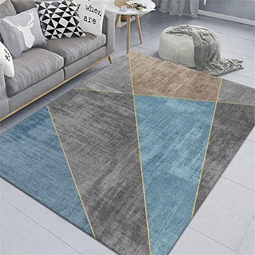 Tapis de sol salon géométrique gris 80x120cm moderne