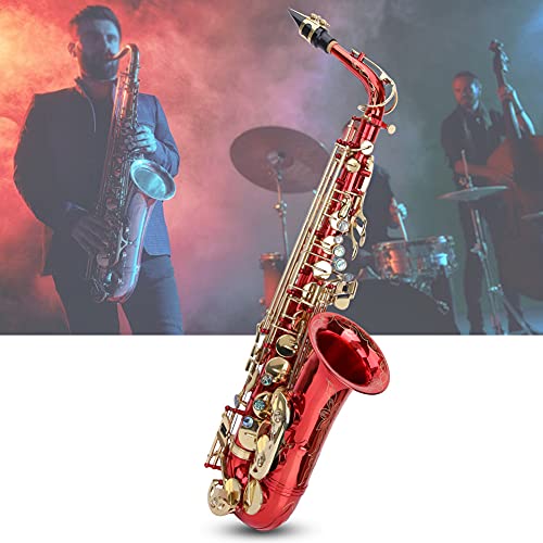 Multi-Purpose Engraved Pattern Tubular Alto Saxophone With Natural White Shell Buttons(Red) #TOP3