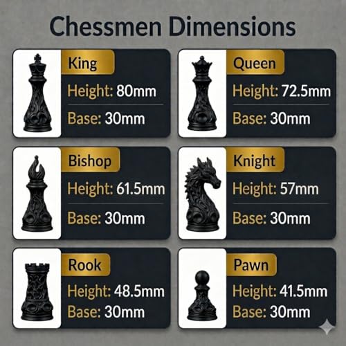 Image of TADCraft Decorative Chess Pieces - Artistic Black and White Ornate Chessmen for Display, Collection & Casual Play,(32 Pieces)