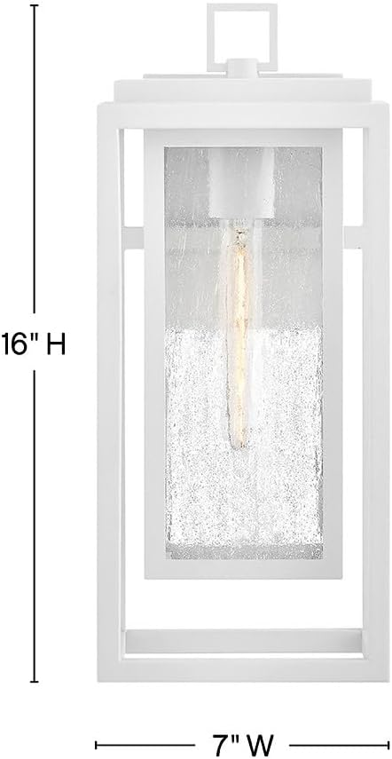 Hinkley Republic Medium Wall Mount Outdoor Lantern, Composite, Clear Seedy Glass Panes, Anti-Fading Finish, Textured White Finish