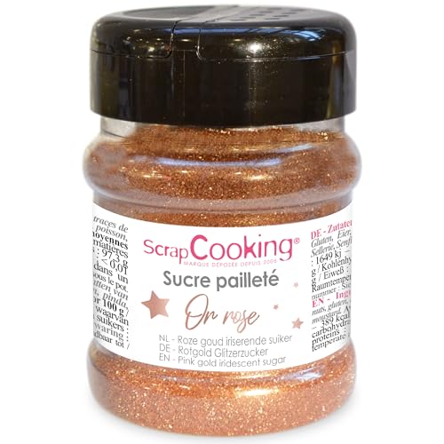 SCRAP COOKING Sucre Pailleté Or Rose 160g - Poudre Alimentaire Pailleté, Décoration Pâtisserie, Bûche, Entremets, Petits Gâteaux - 4547