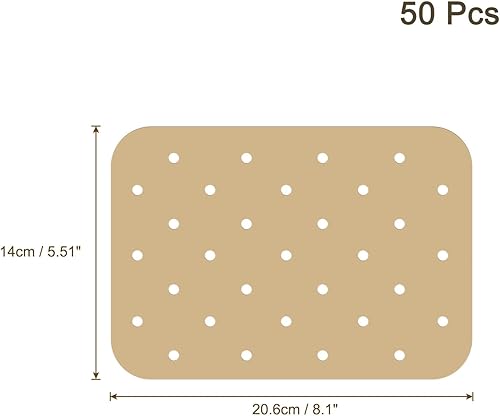 Miniatura 2 de uxcell Forros de papel pergamino para freidora de aire, 50 piezas de papel de hornear antiadherente, papel rectangular para freidora de aire,