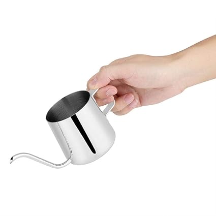 Coffee Pot, Stainless Steel Drip Coffee Pot Long Gooseneck Spout Kettle Cup Tea Tool-Quality is Our Culture(Silver, 350ML)