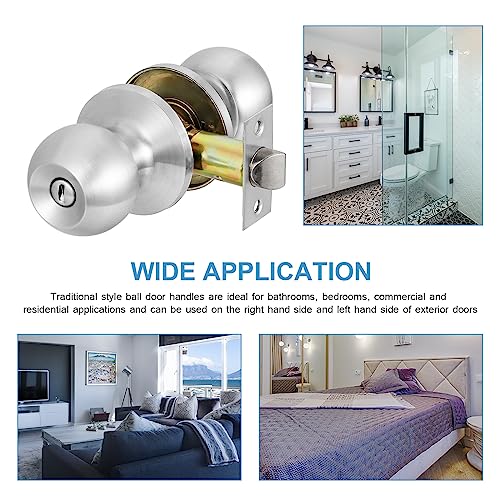 Coolty Privatsphäre Türknöpfe Schlüsselloses Schloss Türknauf Runde Türgriff für Schlafzimmer Badezimmer Innentüren Privatsphäre verwenden (Silber)
