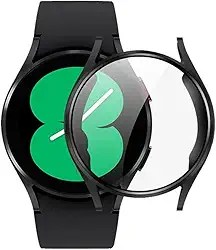 Kit Capa Case Bumper Preto Com Película 9D Para Galaxy Watch 4 40mm - Jodda