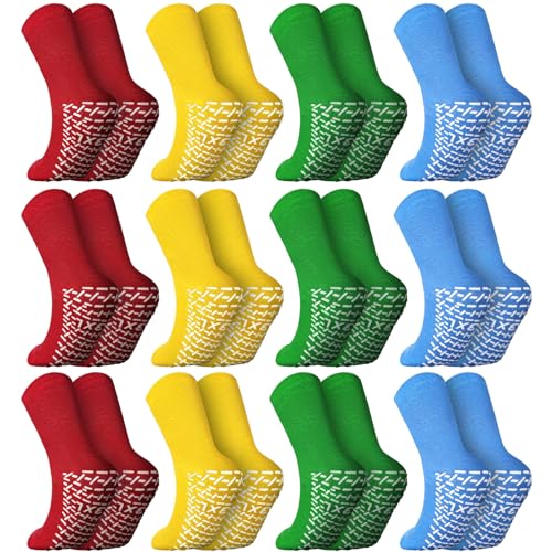 Image of Foaincore 12 Pairs 2XL 3XL 4XL Non Slip Hospital Socks with Grips for Men Women Extra Wide Single Tread Slipper Socks