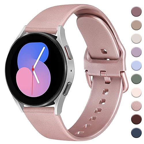 AK for Samsung Galaxy Watch 5 Band 40mm 44mm / Galaxy Watch 5 Pro Bands 45mm, 20mm Soft Silicone Sport Band Adjustable Replacement Strap for Galaxy Watch 5 Band Women Men (Rose Gold)